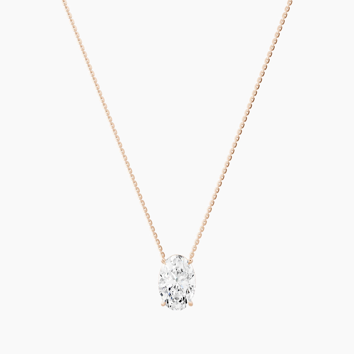 Solitaire | 18k Rose Gold 3 ct White Lab Diamond Oval Pendant