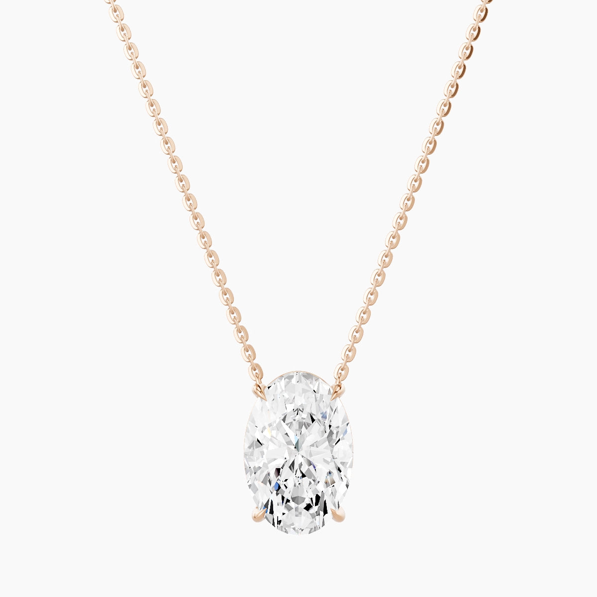 Solitaire | 18k Rose Gold 3 ct White Lab Diamond Oval Pendant