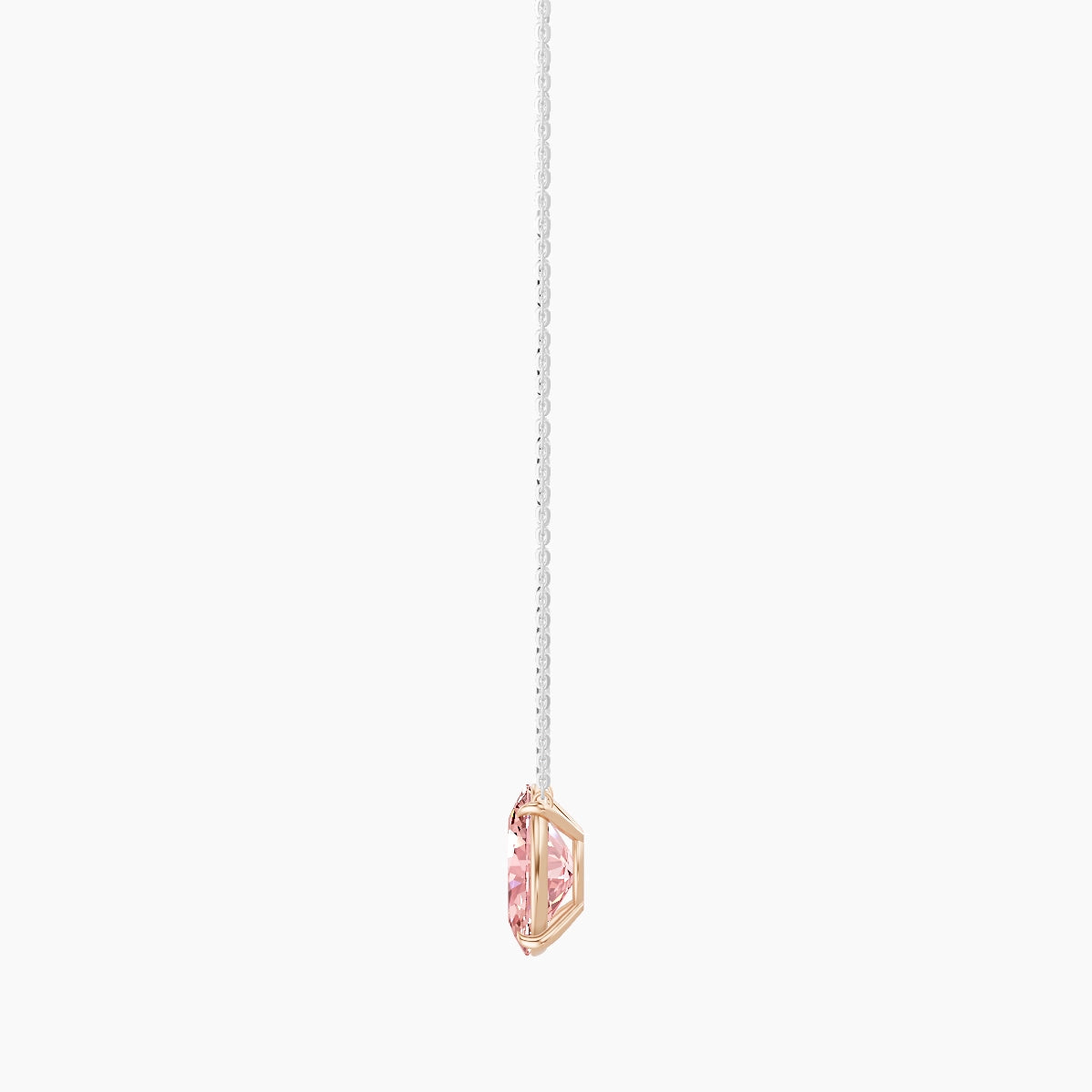 Solitaire | 18k White & Rose Gold 3 ct Pink Lab Diamond Oval Pendant