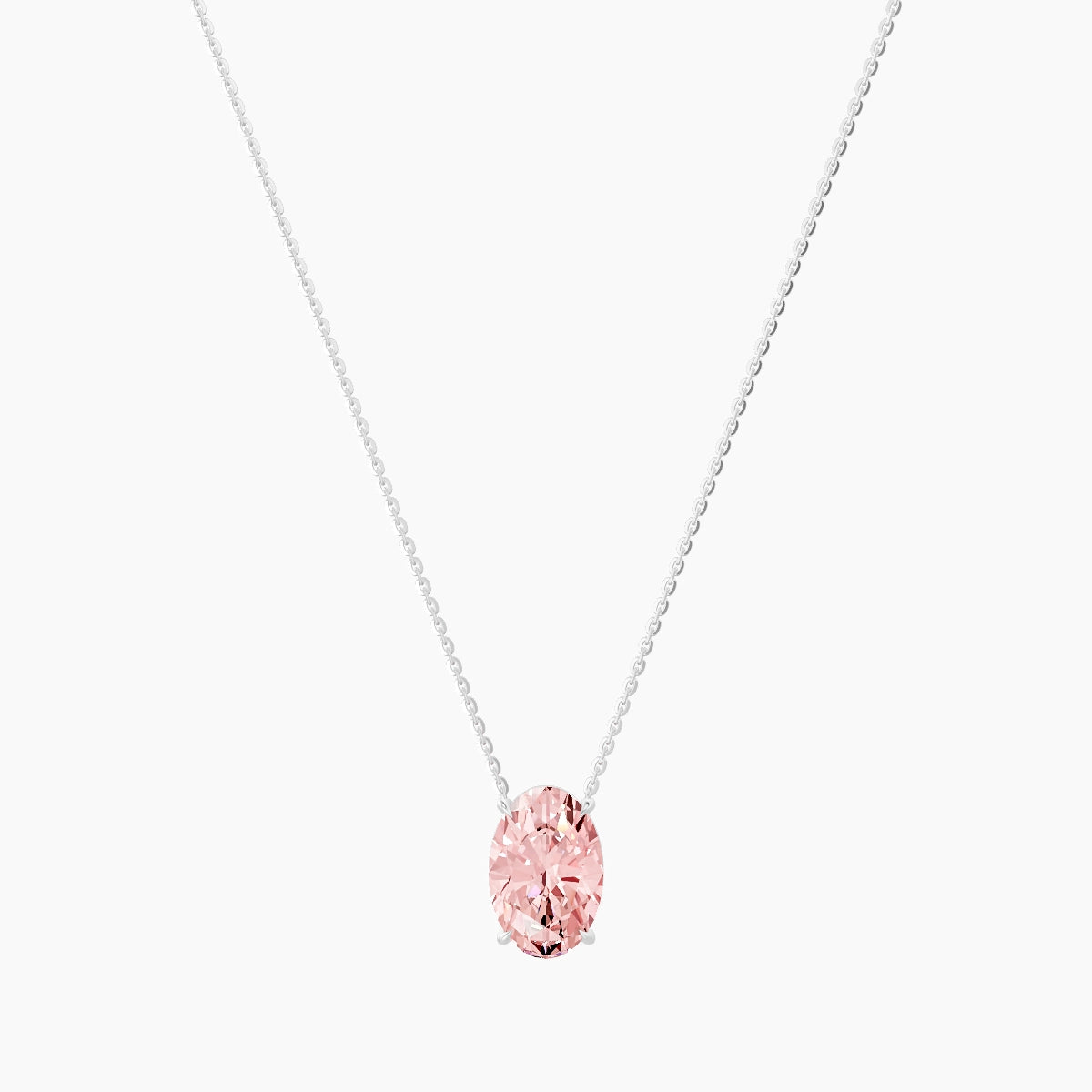 Solitaire | 18k White Gold 3 ct Pink Lab Diamond Oval Pendant