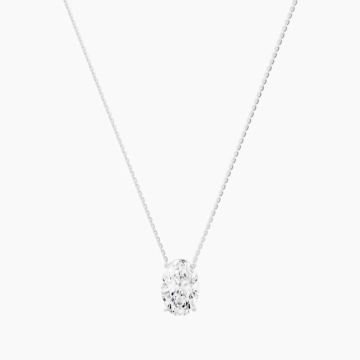Solitaire | 18k White Gold 3 ct White Lab Diamond Oval Pendant