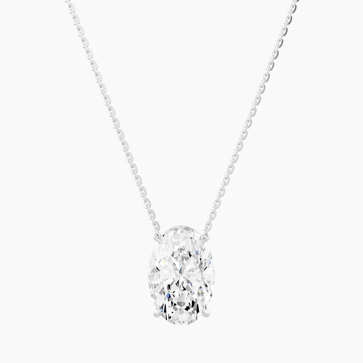 Solitaire | 18k White Gold 3 ct White Lab Diamond Oval Pendant