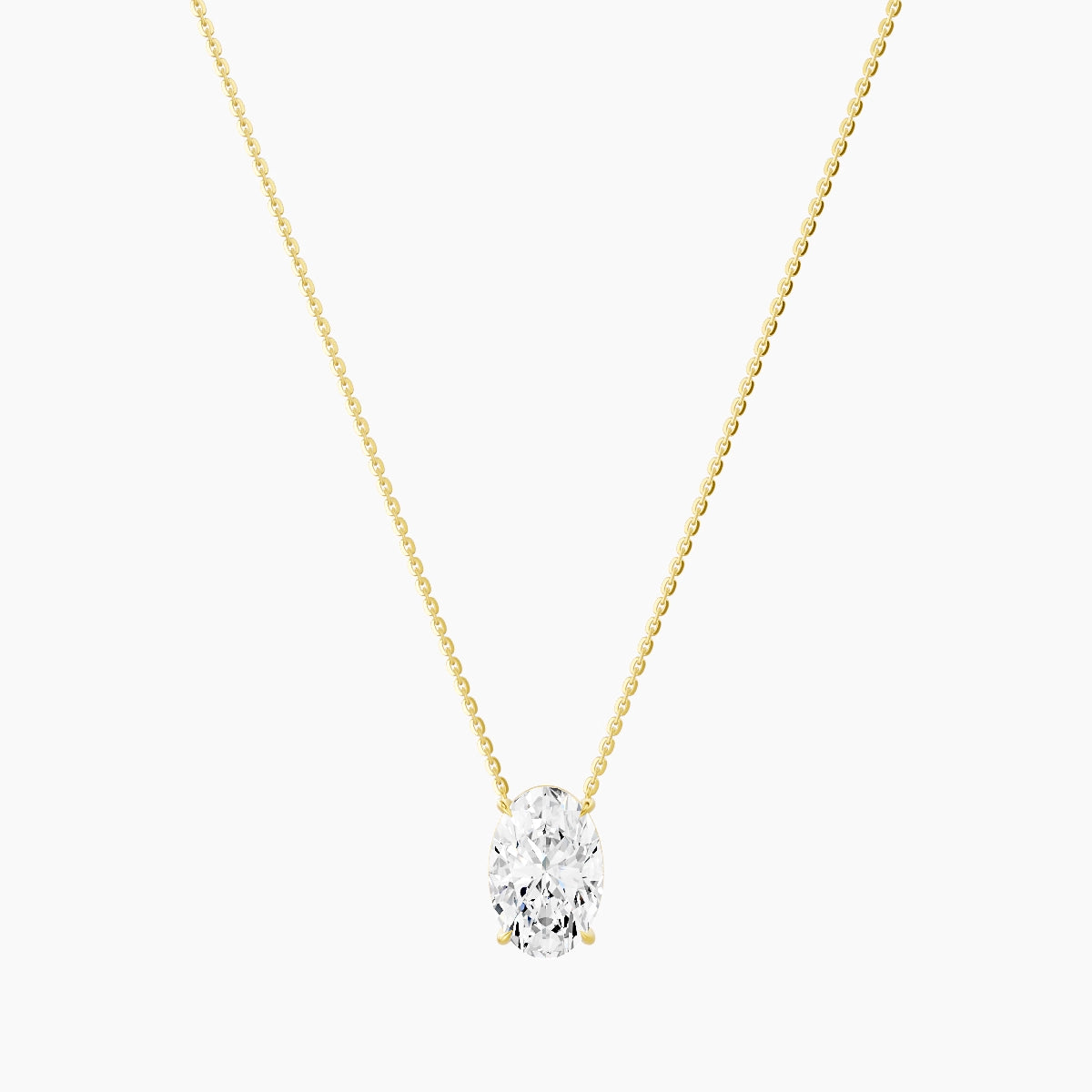 Solitaire | 18k Yellow Gold 3 ct White Lab Diamond Oval Pendant