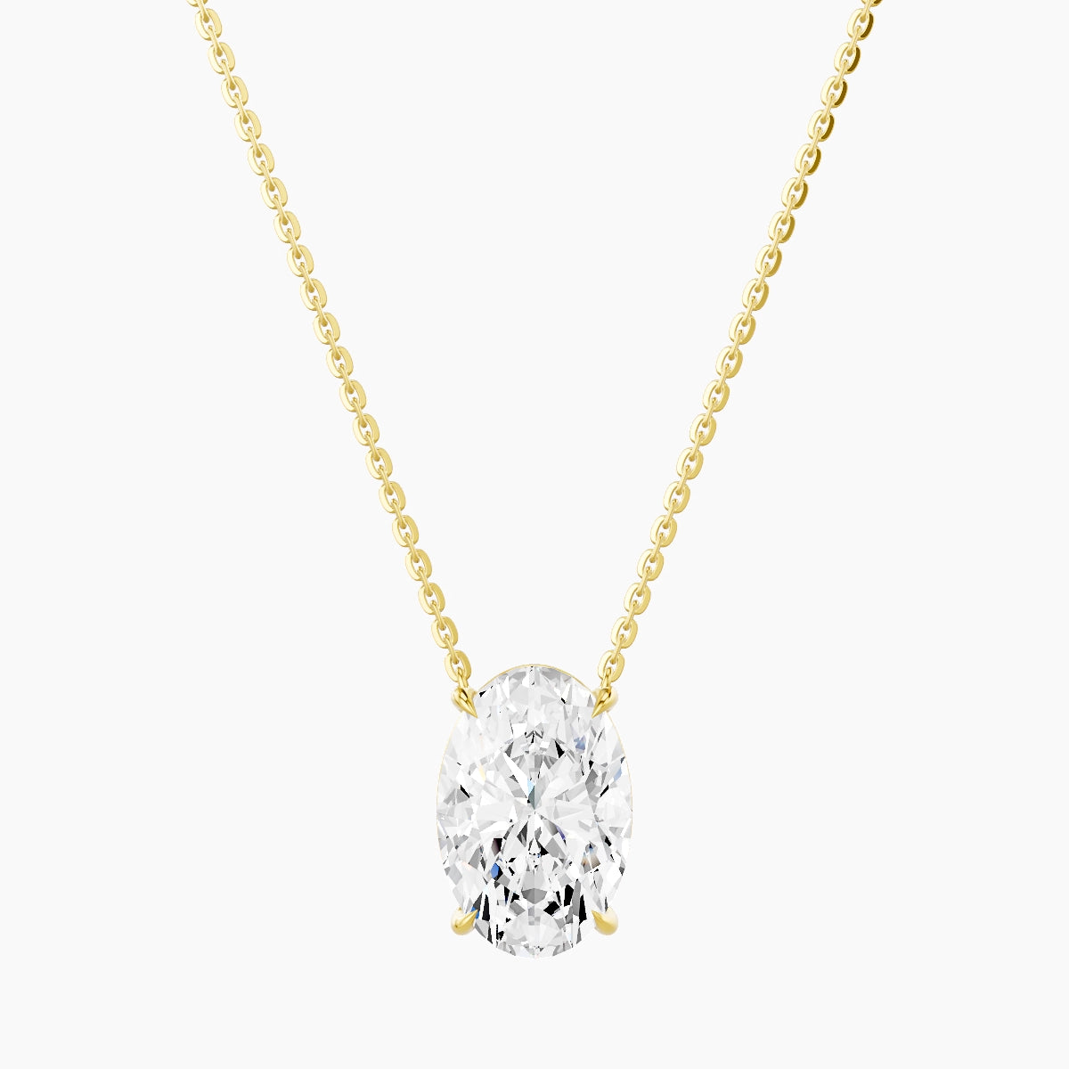 Solitaire | 18k Yellow Gold 3 ct White Lab Diamond Oval Pendant