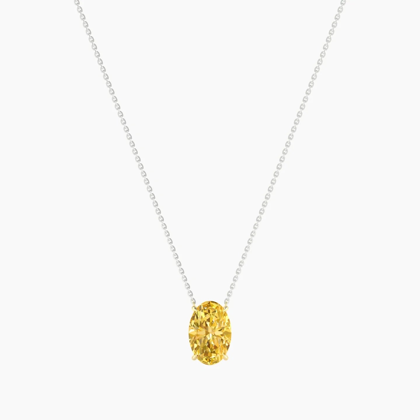 Solitaire | 18k White & Yellow Gold 3 ct Yellow Lab Diamond Oval Cut Pendant