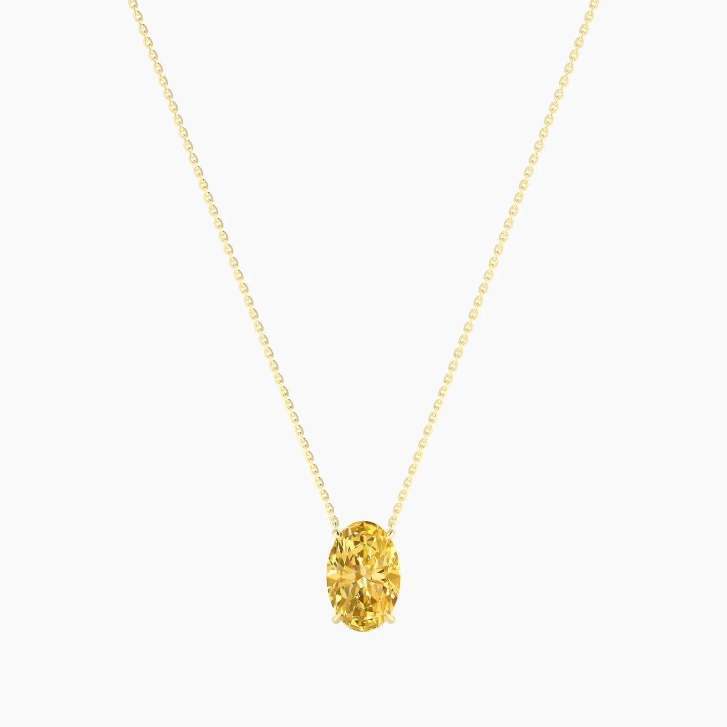 Solitaire | 18k Yellow Gold 3 ct Yellow Lab Diamond Oval Cut Pendant
