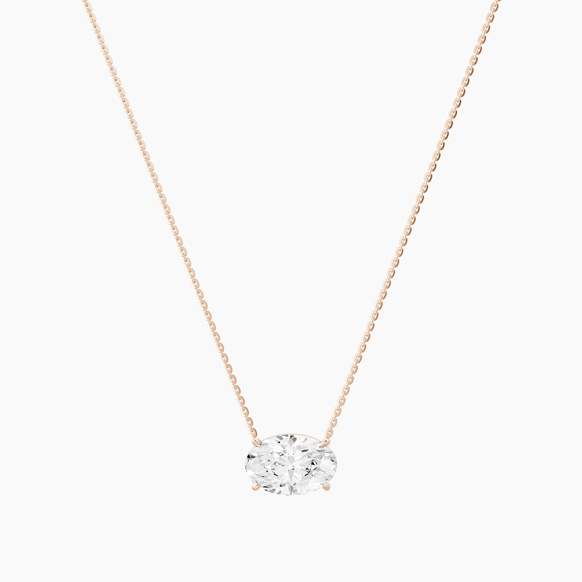 Solitaire | 18k Rose Gold 3 ct White Lab Diamond Oval Pendant