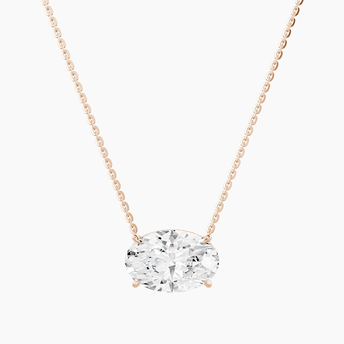 Solitaire | 18k Rose Gold 3 ct White Lab Diamond Oval Pendant