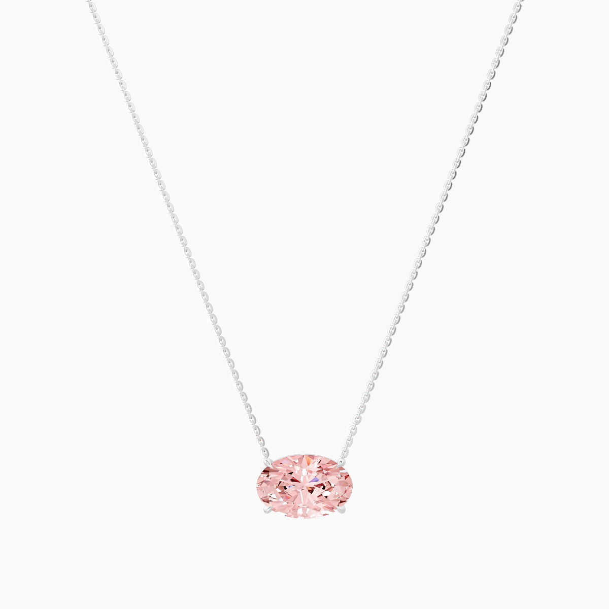 Solitaire | 18k White Gold 3 ct Pink Lab Diamond Oval Pendant