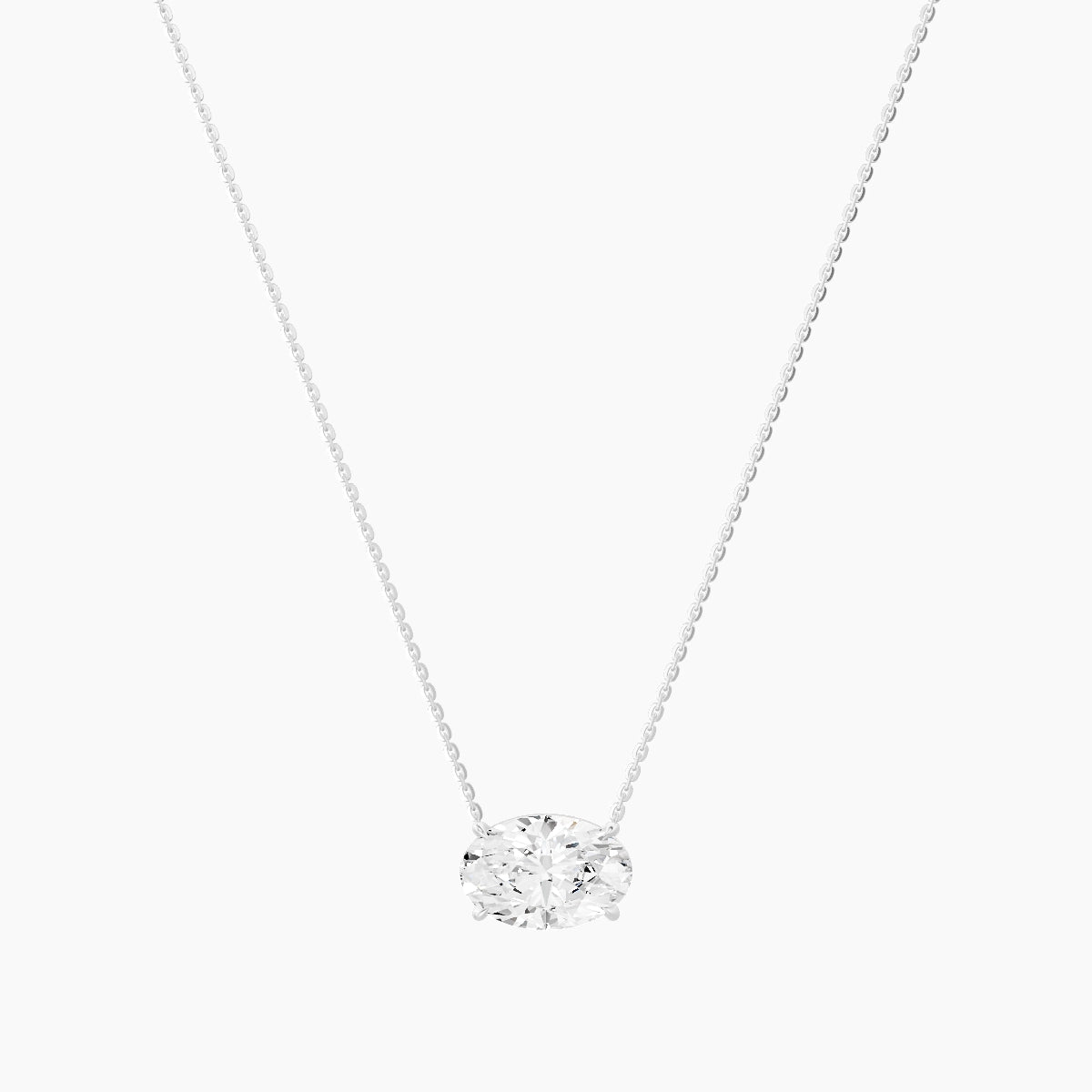 Solitaire | 18k White Gold 3 ct White Lab Diamond Oval Pendant