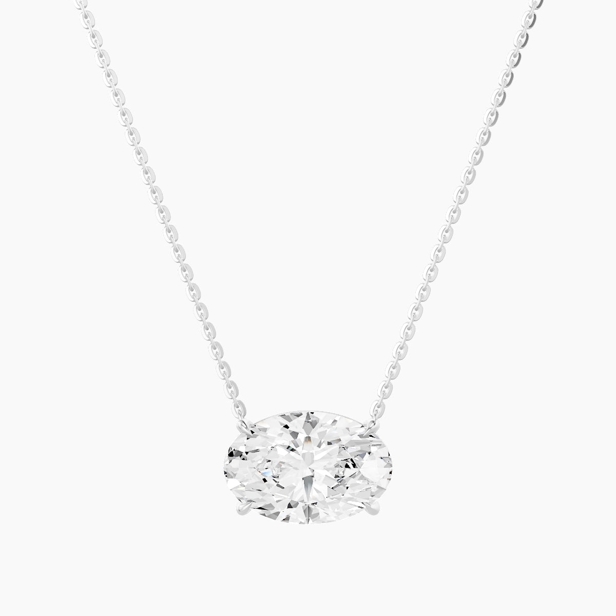 Solitaire | 18k White Gold 3 ct White Lab Diamond Oval Pendant