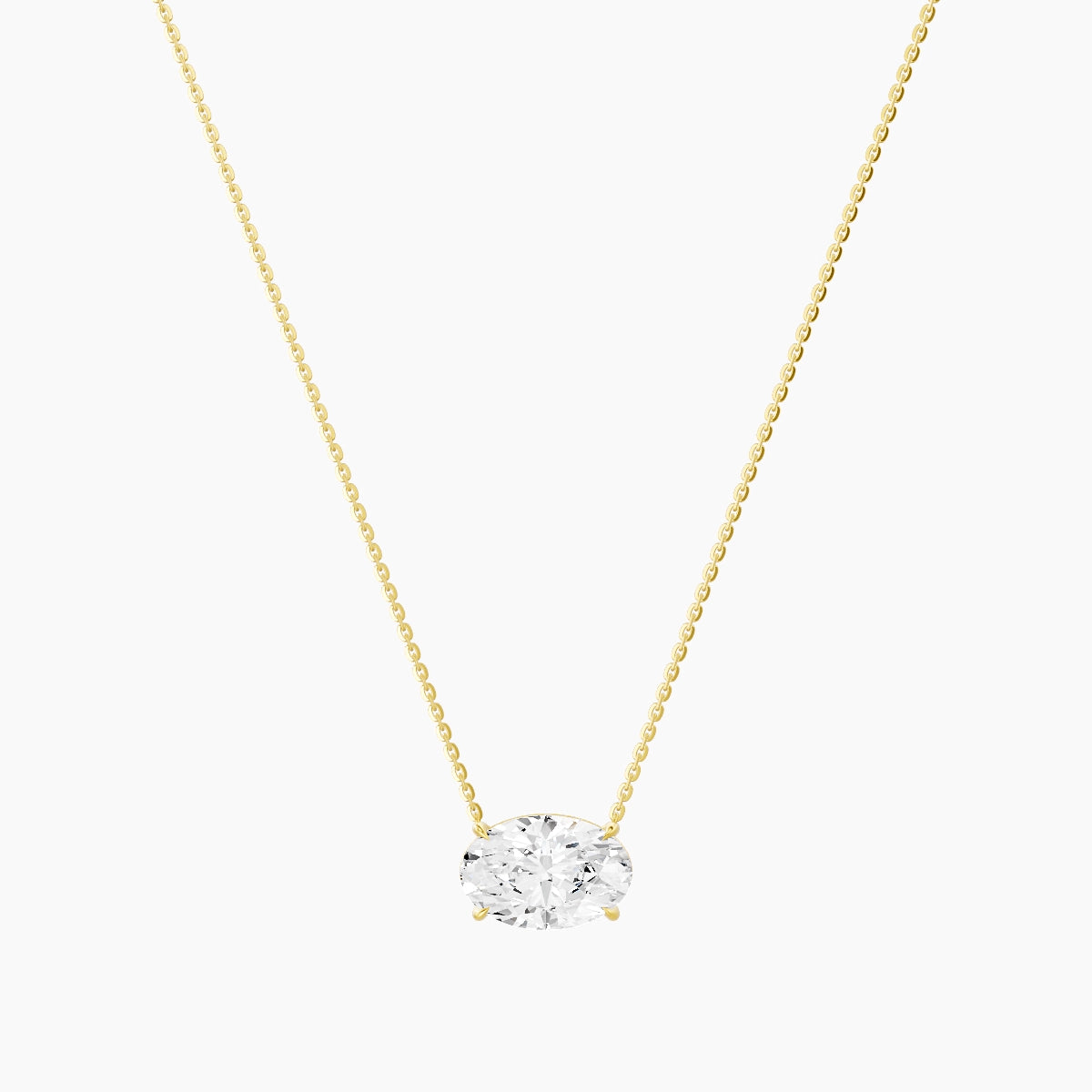Solitaire | 18k Yellow Gold 3 ct White Lab Diamond Oval Pendant