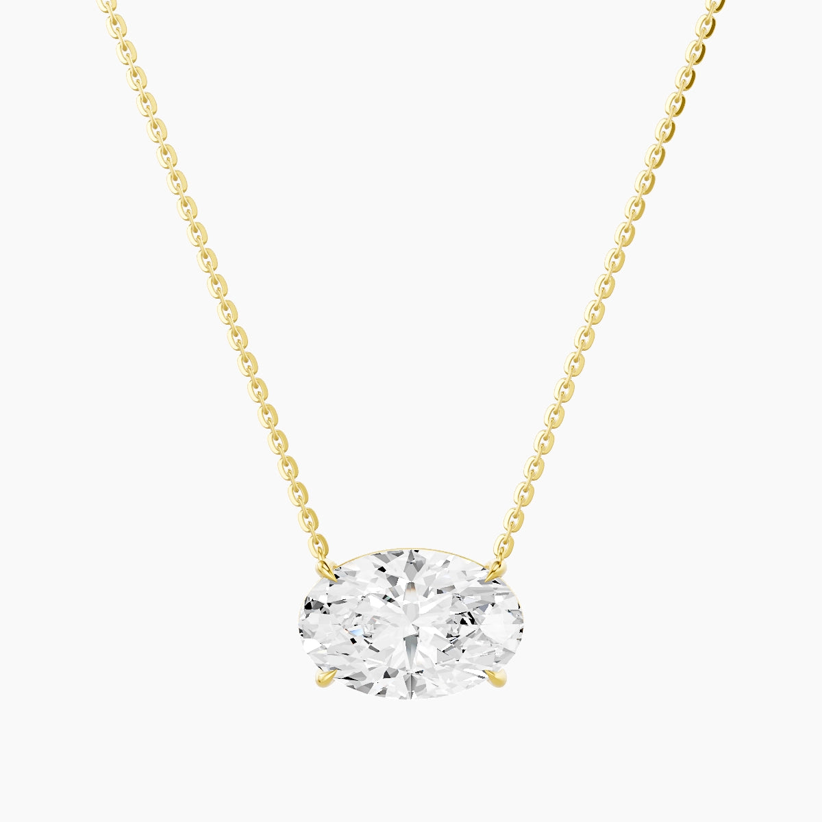 Solitaire | 18k Yellow Gold 3 ct White Lab Diamond Oval Pendant