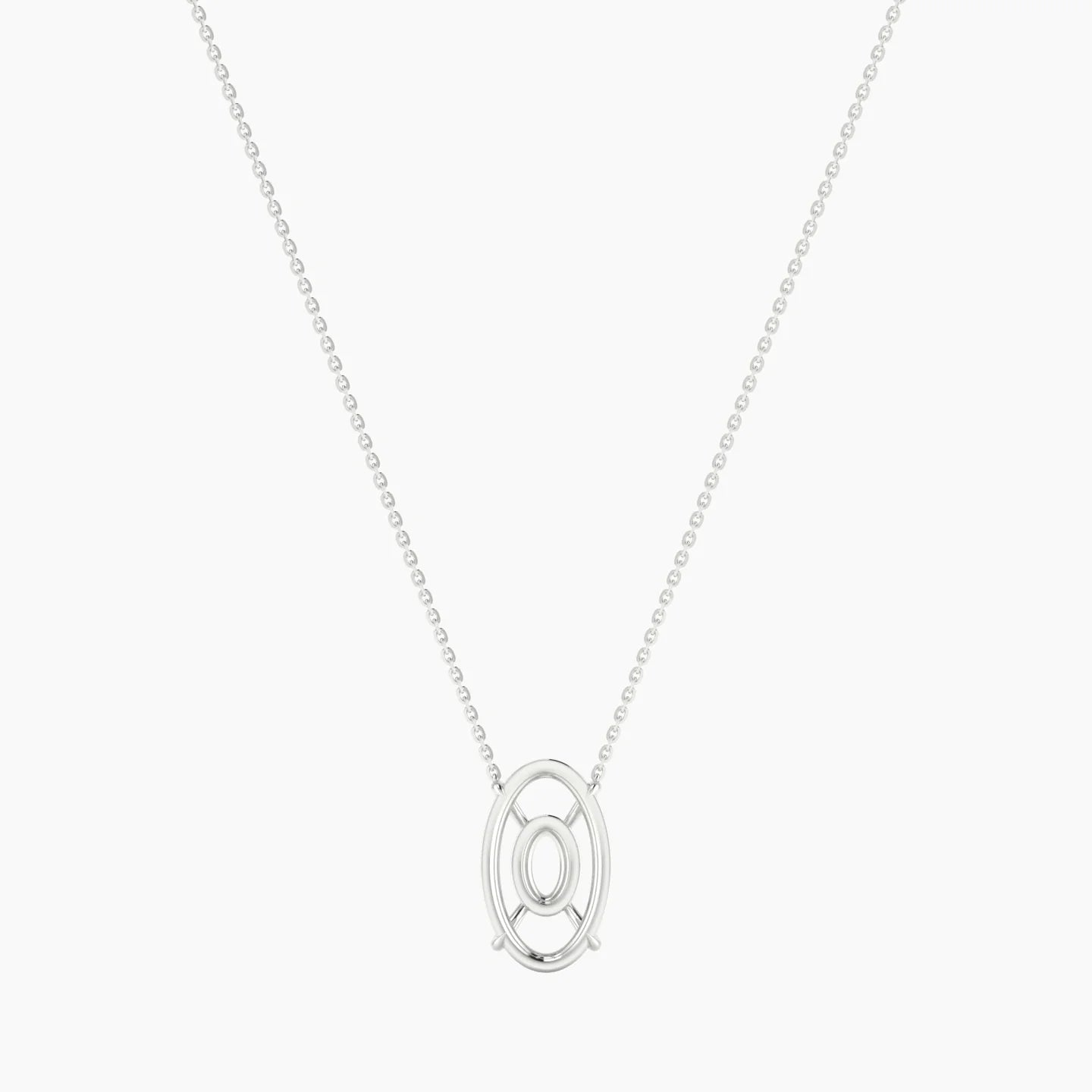 Solitaire | 18k White Gold 5-7.99 ct Oval Cut Pendant Setting