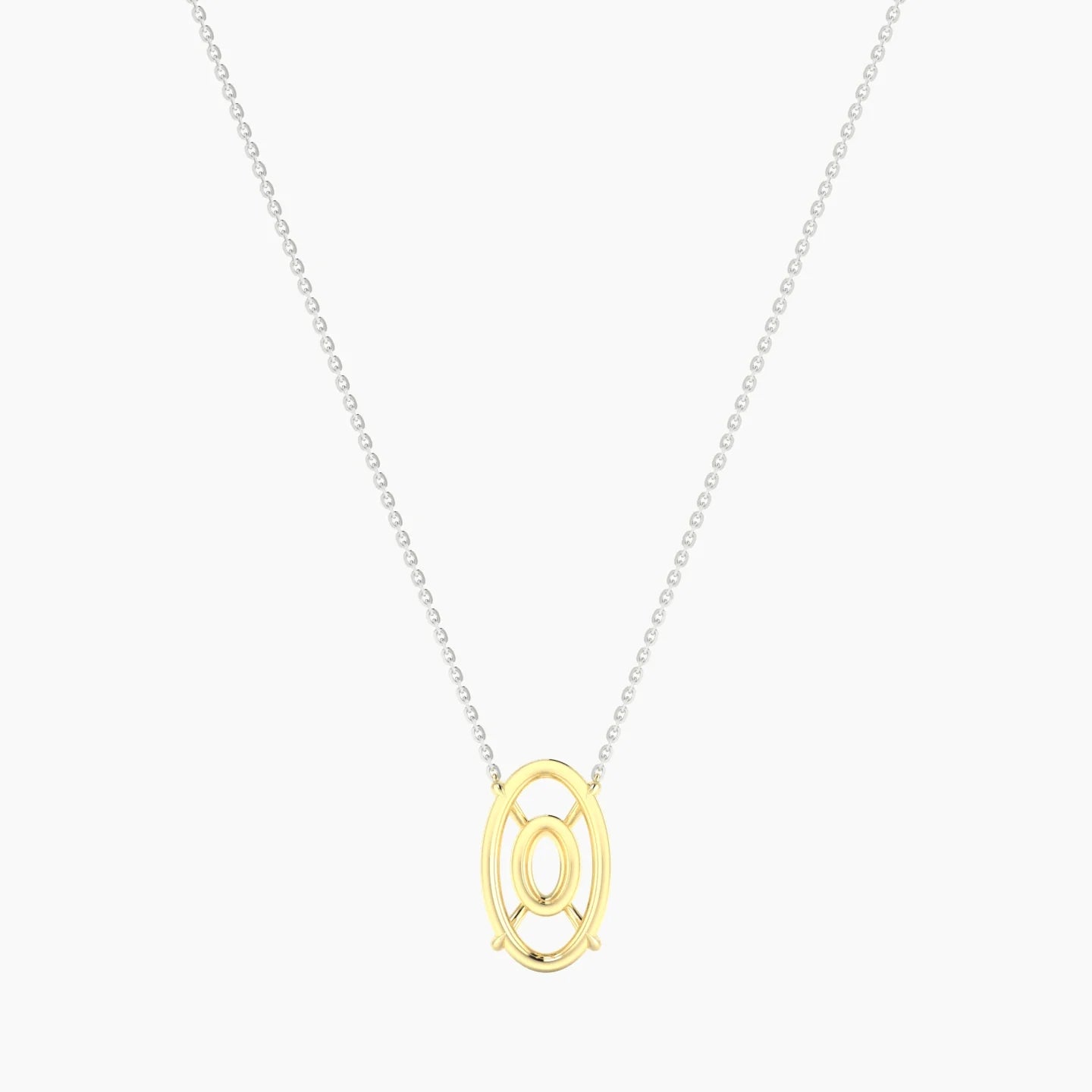 Solitaire | 18k White & Yellow Gold 5-7.99 ct Oval Cut Pendant Setting
