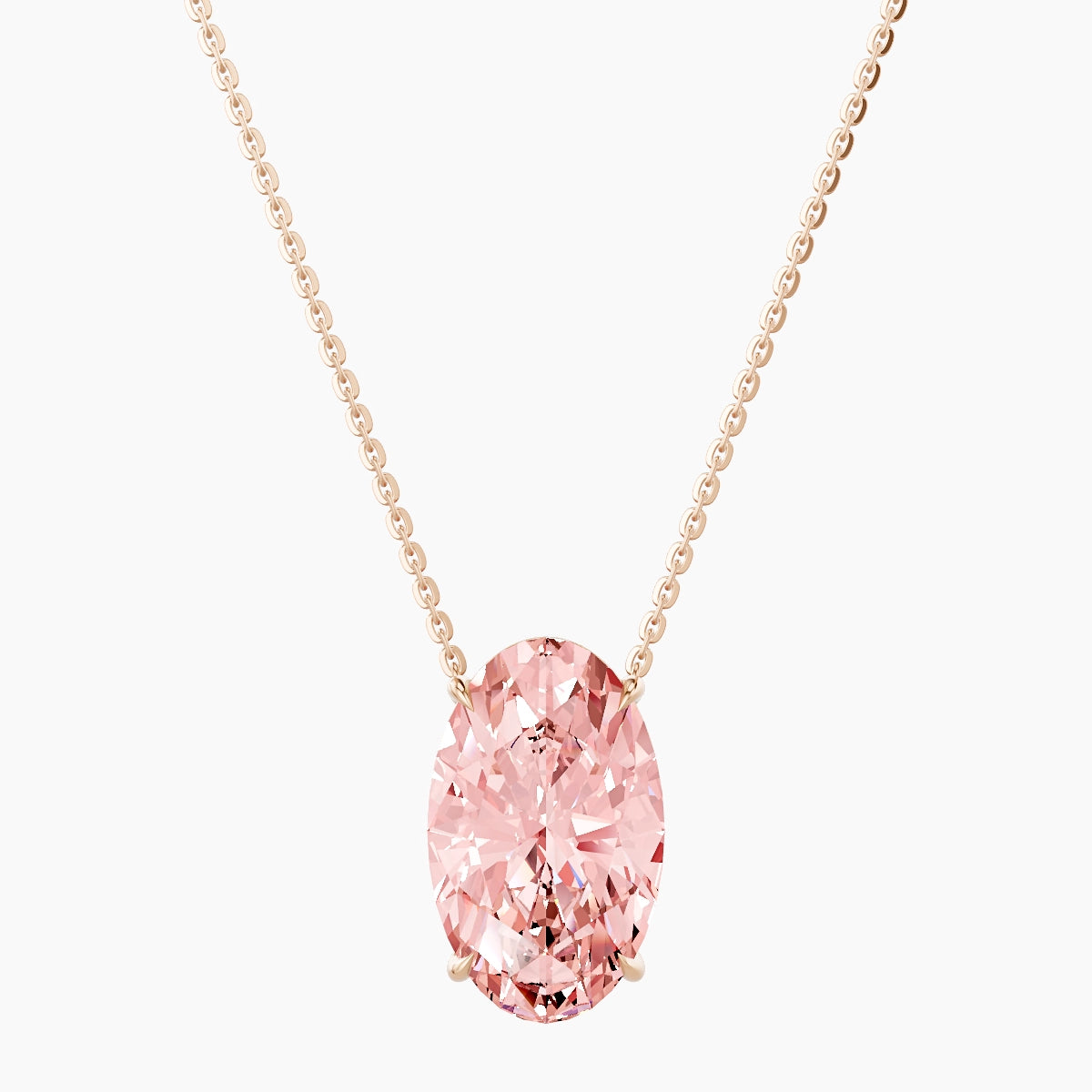 Solitaire | 18k Rose Gold 5 ct Pink Lab Diamond Oval Pendant