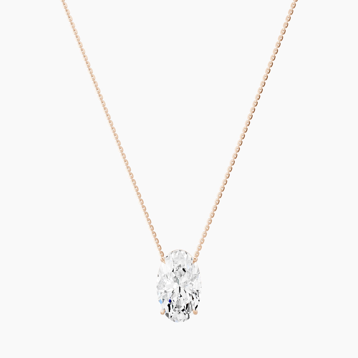 Solitaire | 18k Rose Gold 5 ct White Lab Diamond Oval Pendant