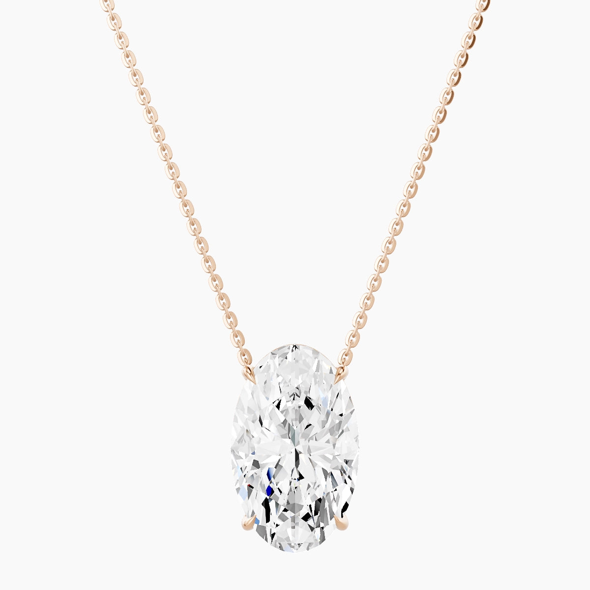 Solitaire | 18k Rose Gold 5 ct White Lab Diamond Oval Pendant