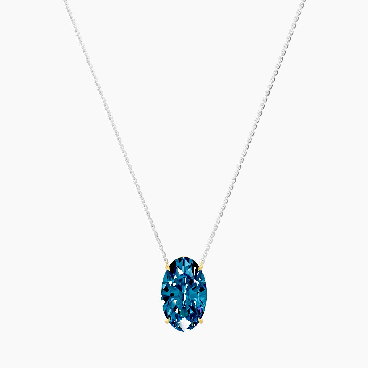 Solitaire | 18k White & Yellow Gold 5 ct Blue Lab Diamond Oval Pendant