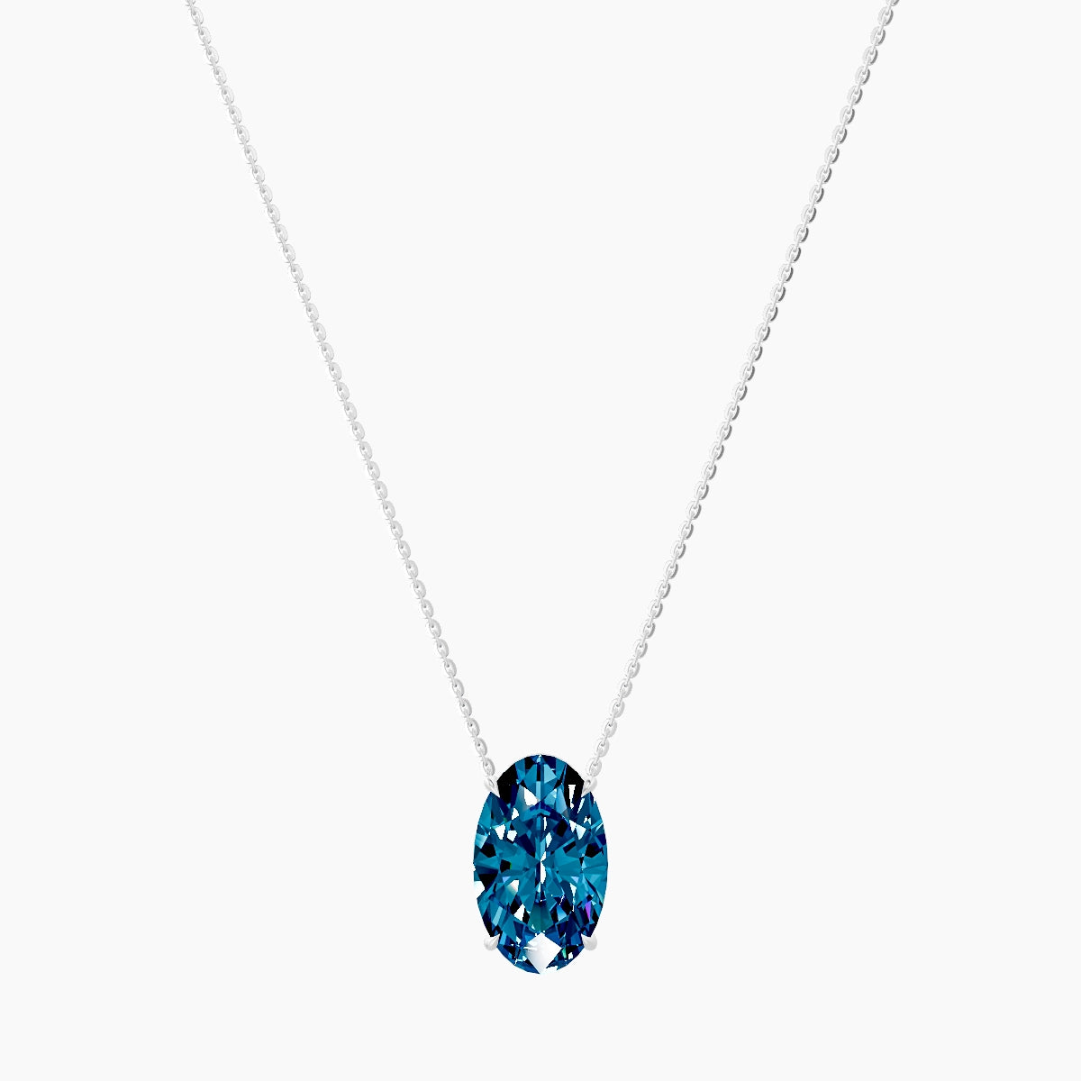 Solitaire | 18k White Gold 5 ct Blue Lab Diamond Oval Pendant