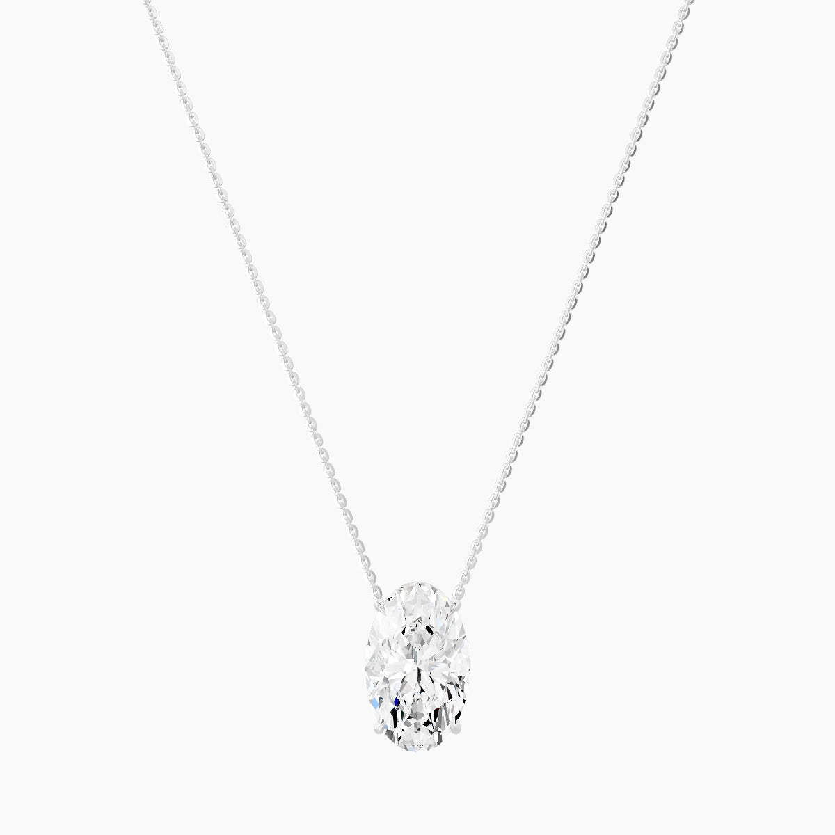Solitaire | 18k White Gold 5 ct White Lab Diamond Oval Pendant