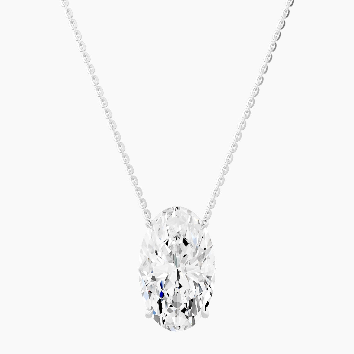 Solitaire | 18k White Gold 5 ct White Lab Diamond Oval Pendant