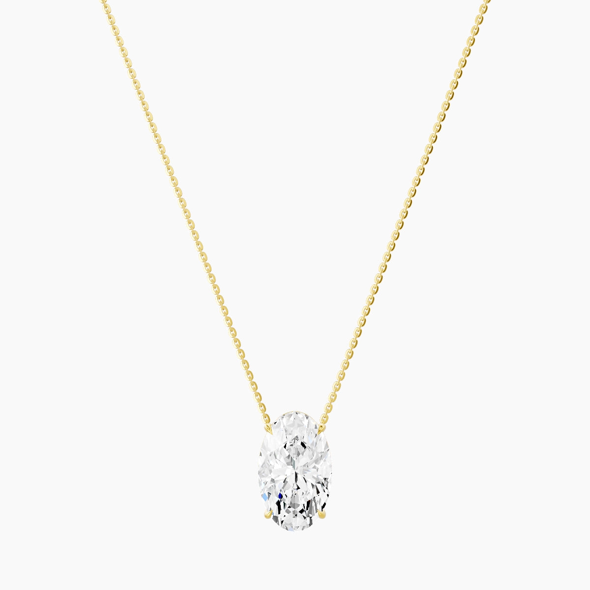 Solitaire | 18k Yellow Gold 5 ct White Lab Diamond Oval Pendant