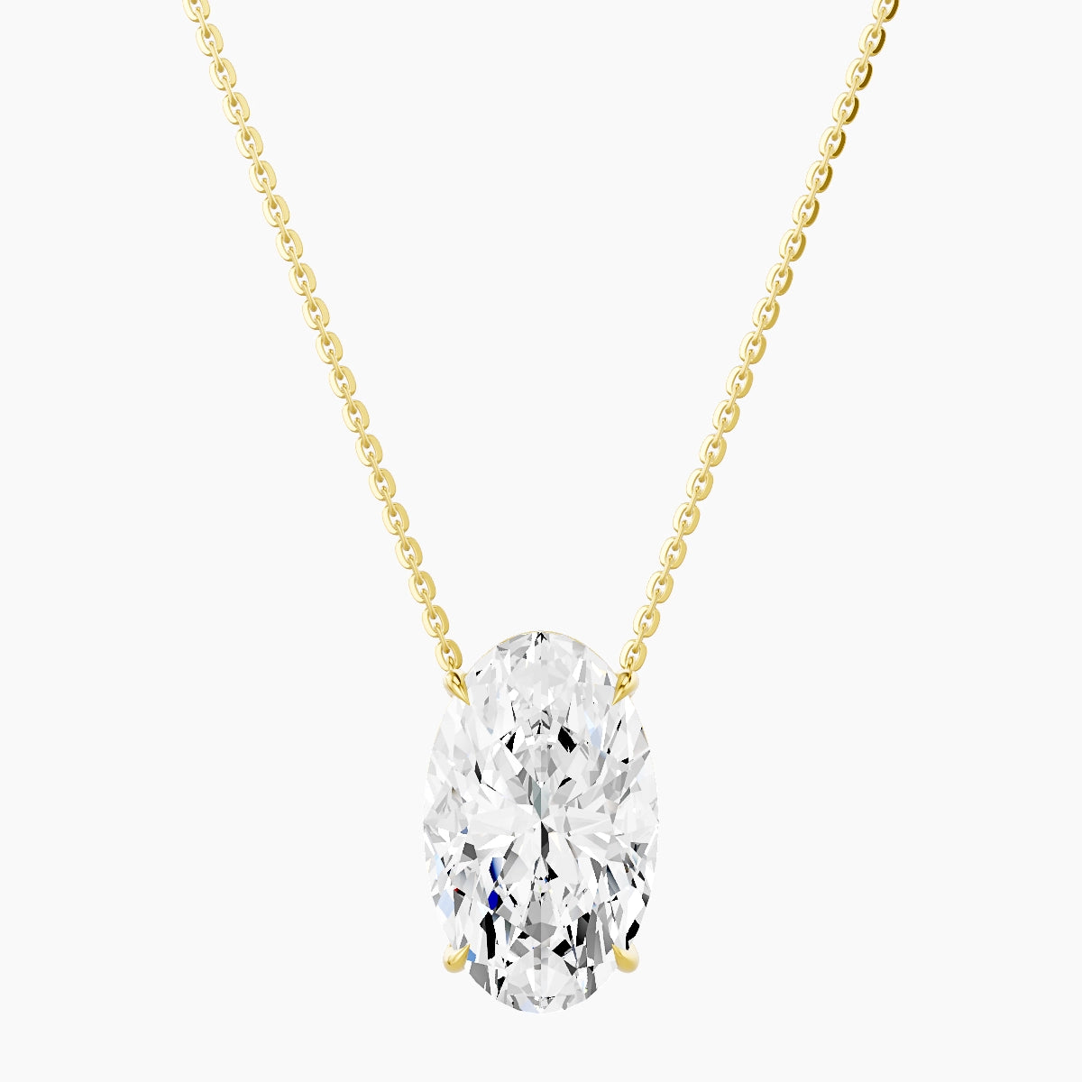 Solitaire | 18k Yellow Gold 5 ct White Lab Diamond Oval Pendant
