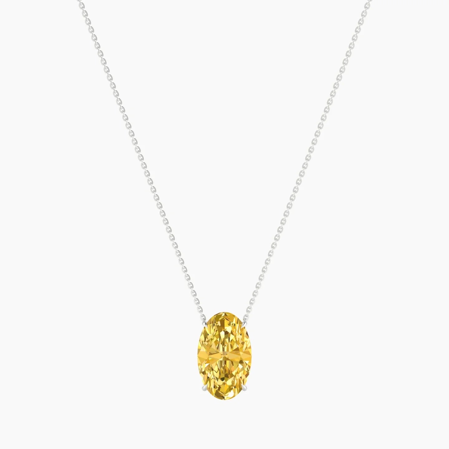 Solitaire | 18k White Gold 5 ct Yellow Lab Diamond Oval Cut Pendant