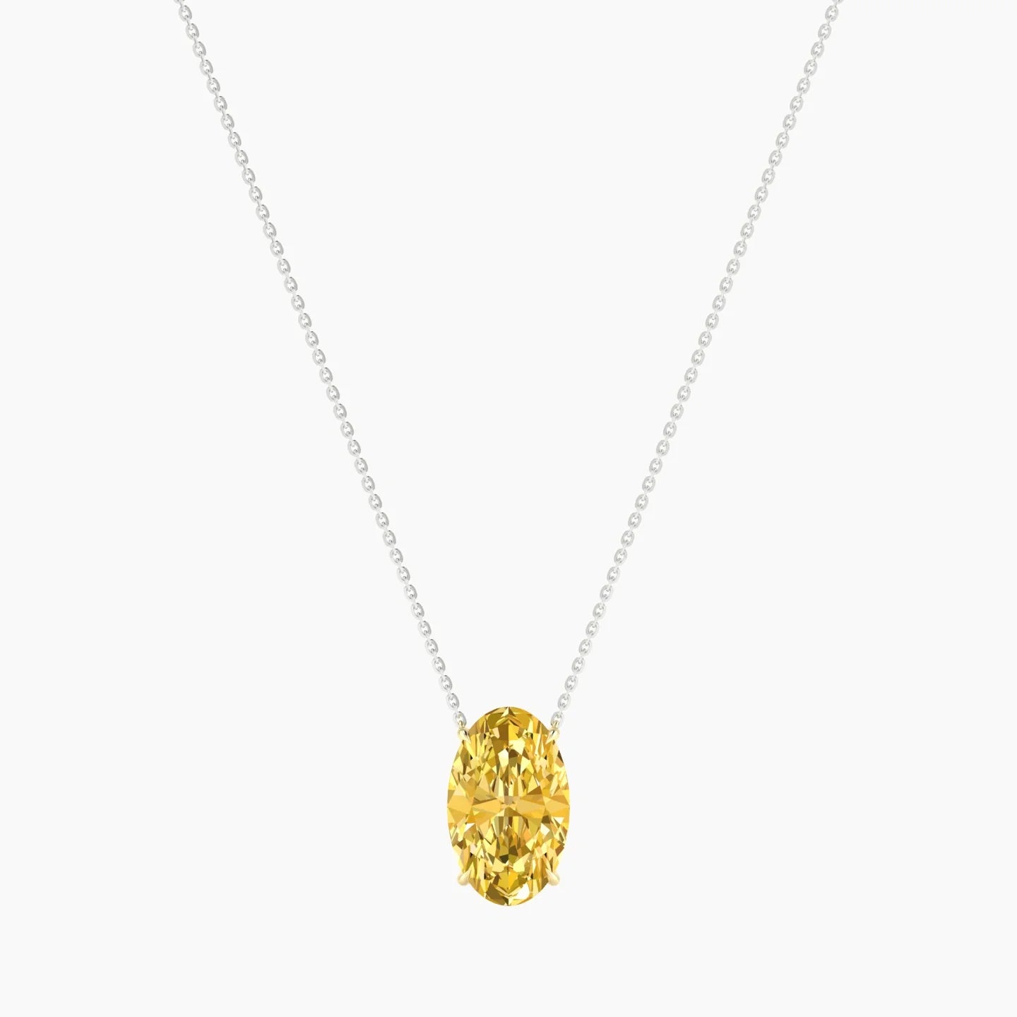 Solitaire | 18k White & Yellow Gold 5 ct Yellow Lab Diamond Oval Cut Pendant