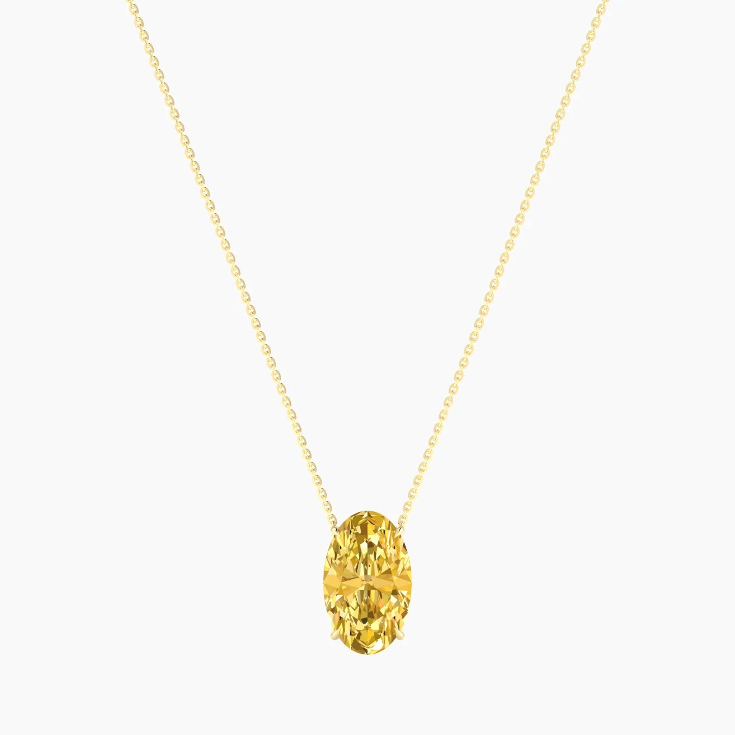 Solitaire | 18k Yellow Gold 5 ct Yellow Lab Diamond Oval Cut Pendant