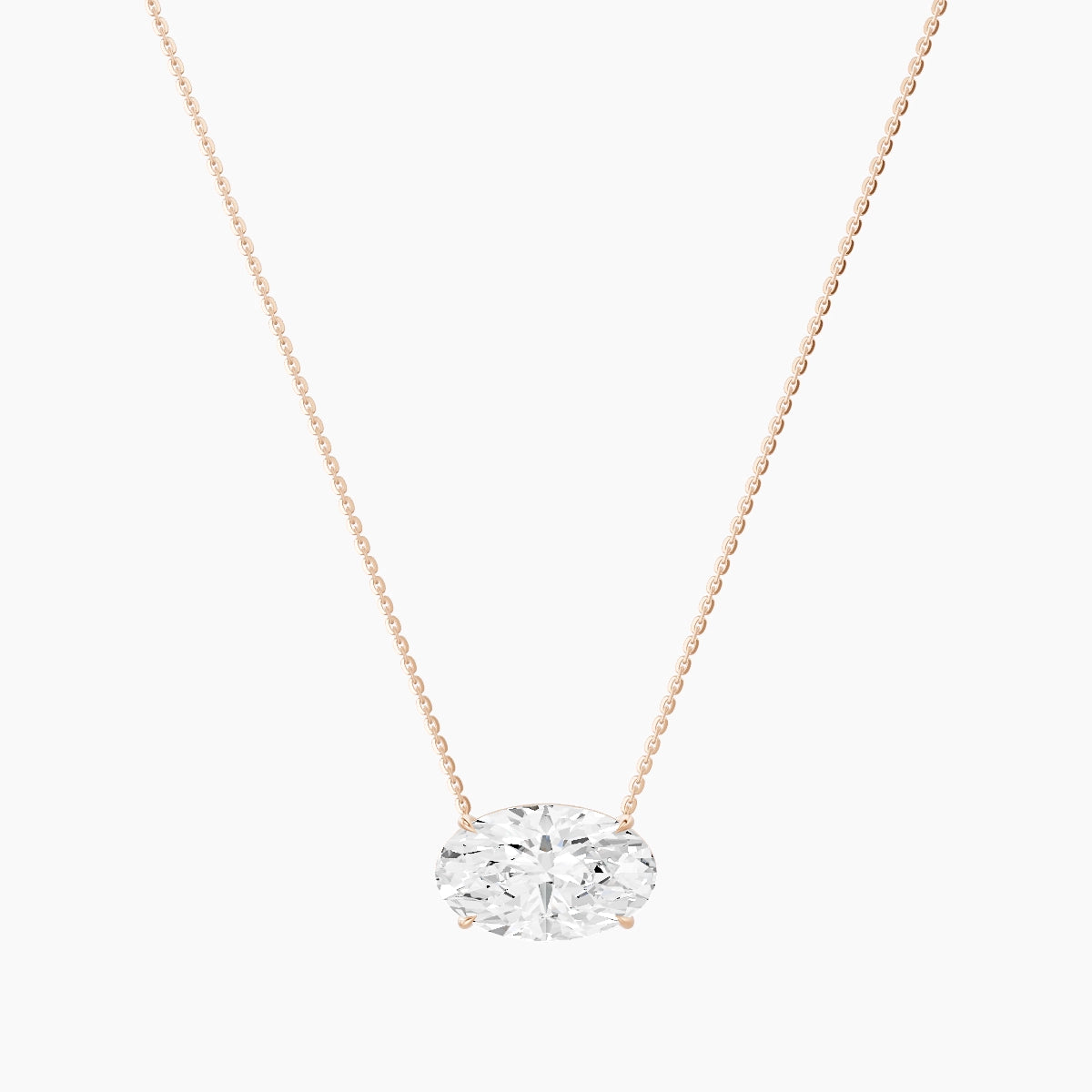 Solitaire | 18k Rose Gold 5 ct White Lab Diamond Oval Pendant