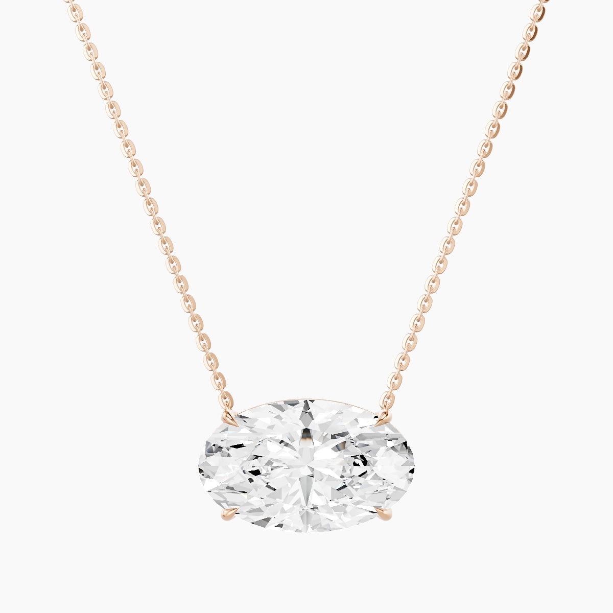 Solitaire | 18k Rose Gold 5 ct White Lab Diamond Oval Pendant
