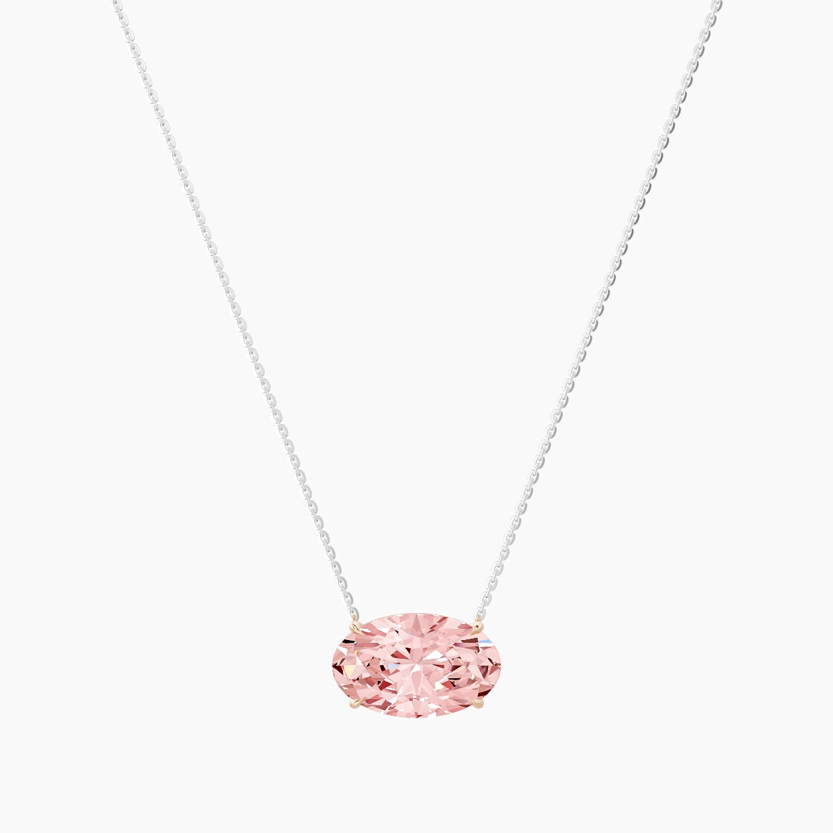 Solitaire | 18k White & Rose Gold 5 ct Pink Lab Diamond Oval Pendant