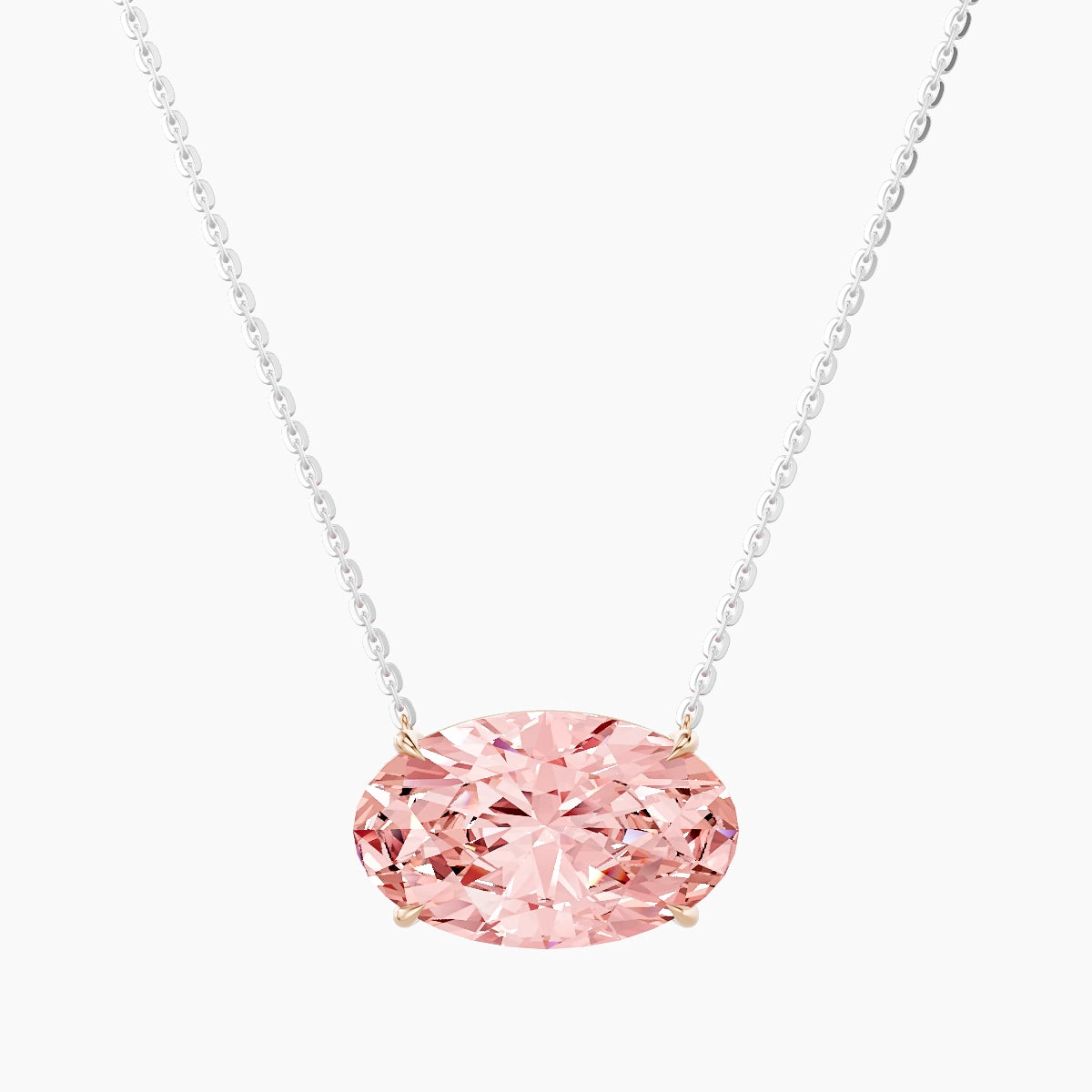 Solitaire | 18k White & Rose Gold 5 ct Pink Lab Diamond Oval Pendant