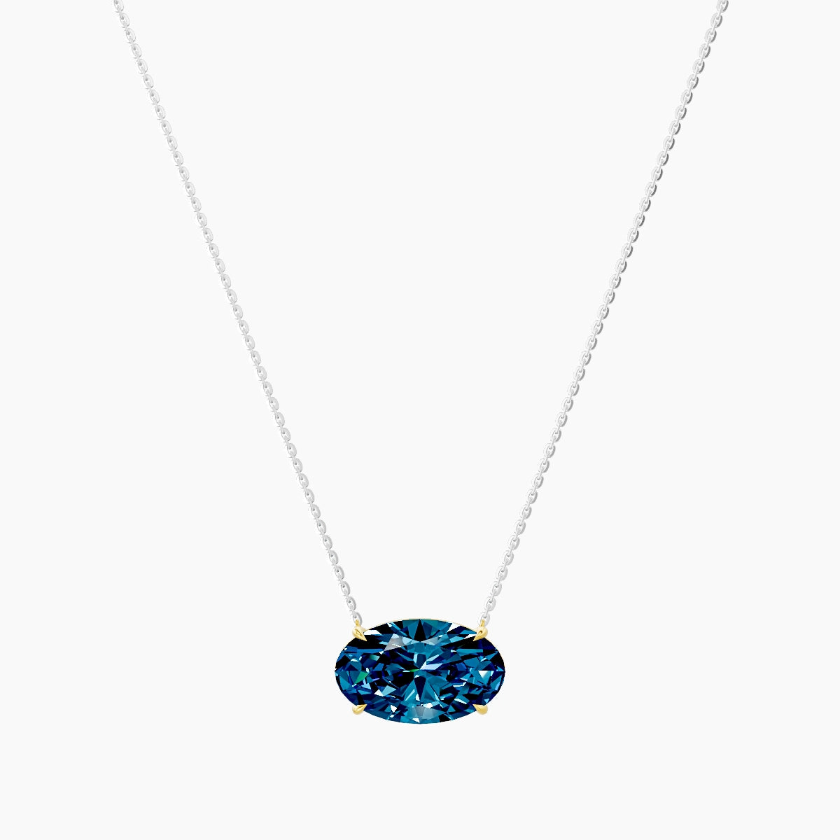 Solitaire | 18k White & Yellow Gold 5 ct Blue Lab Diamond Oval Pendant