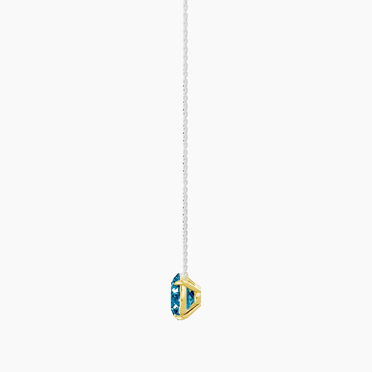 Solitaire | 18k White & Yellow Gold 5 ct Blue Lab Diamond Oval Pendant