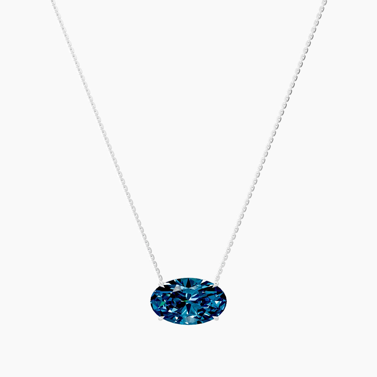 Solitaire | 18k White Gold 5 ct Blue Lab Diamond Oval Pendant