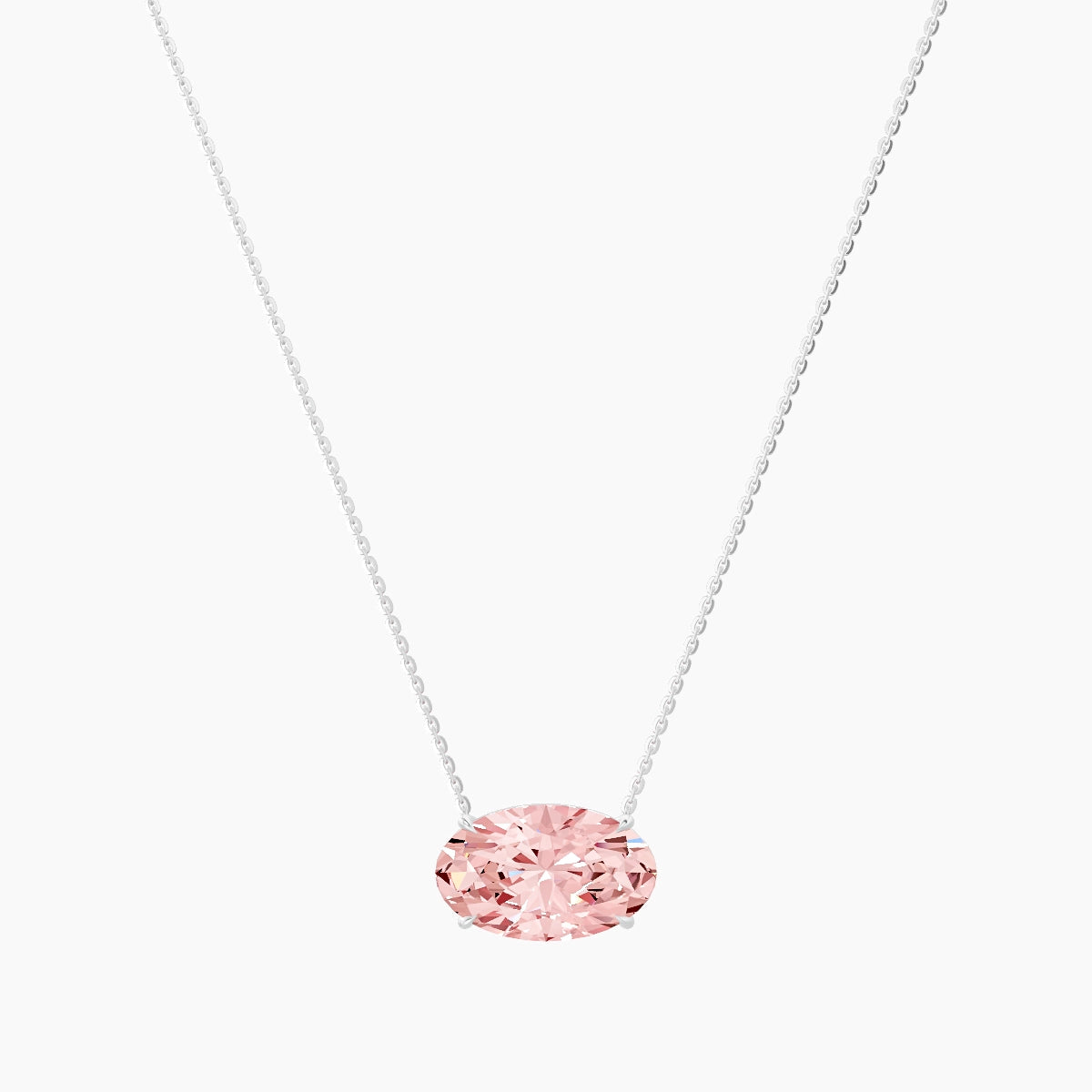 Solitaire | 18k White Gold 5 ct Pink Lab Diamond Oval Pendant