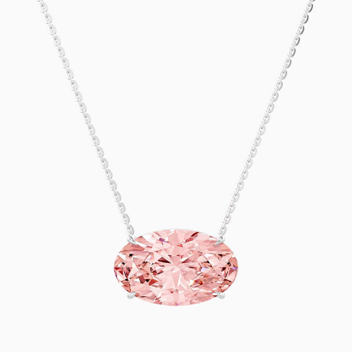 Solitaire | 18k White Gold 5 ct Pink Lab Diamond Oval Pendant