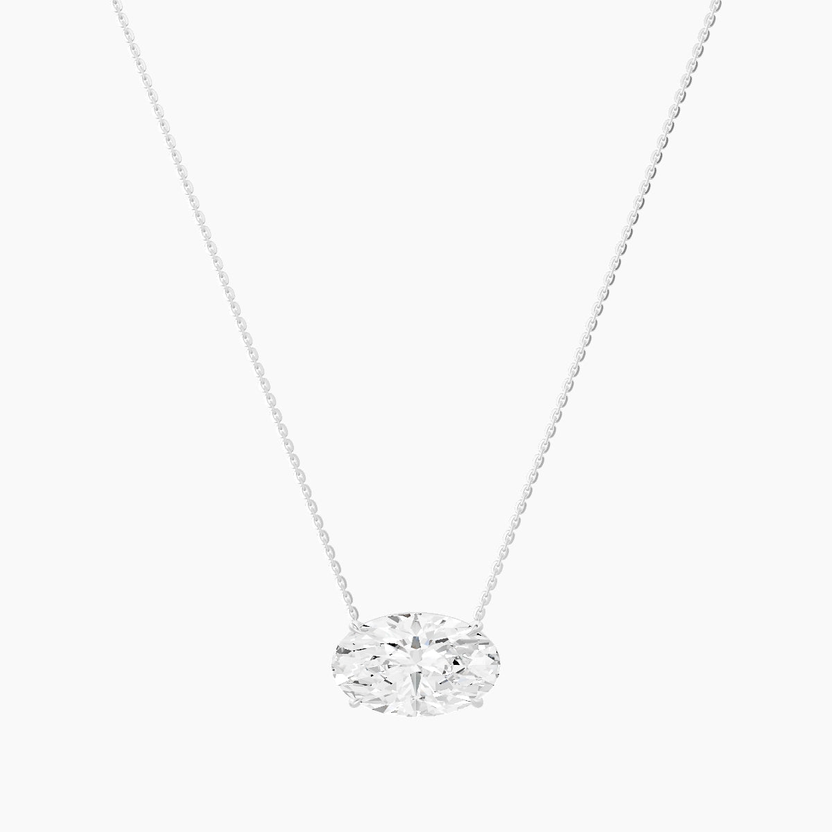 Solitaire | 18k White Gold 5 ct White Lab Diamond Oval Pendant