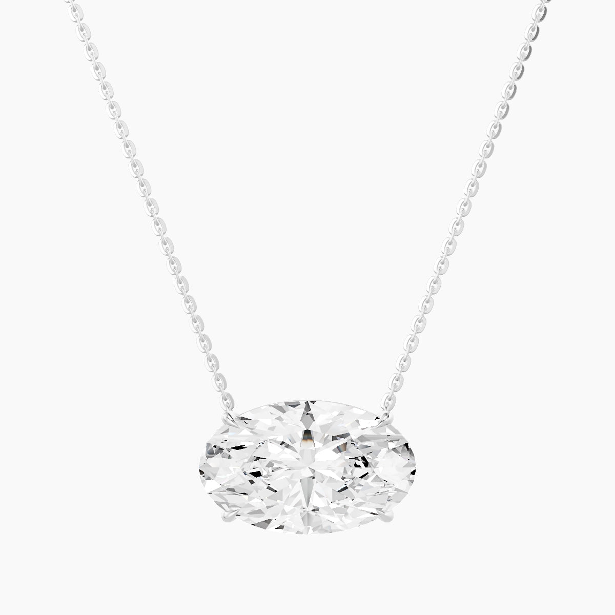 Solitaire | 18k White Gold 5 ct White Lab Diamond Oval Pendant