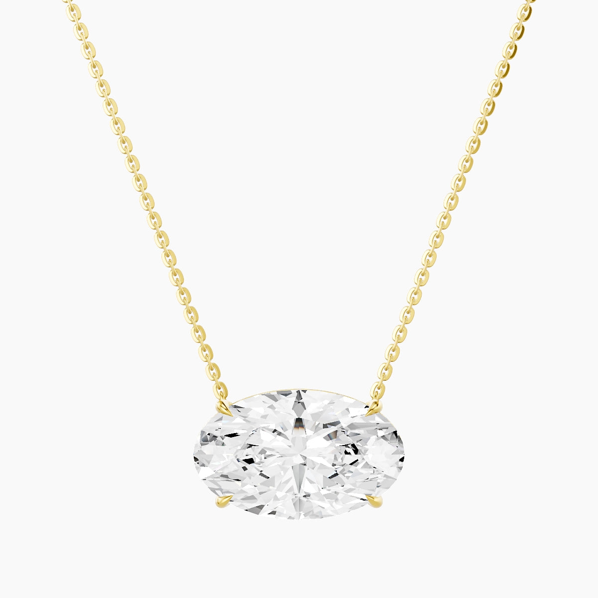Solitaire | 18k Yellow Gold 5 ct White Lab Diamond Oval Pendant