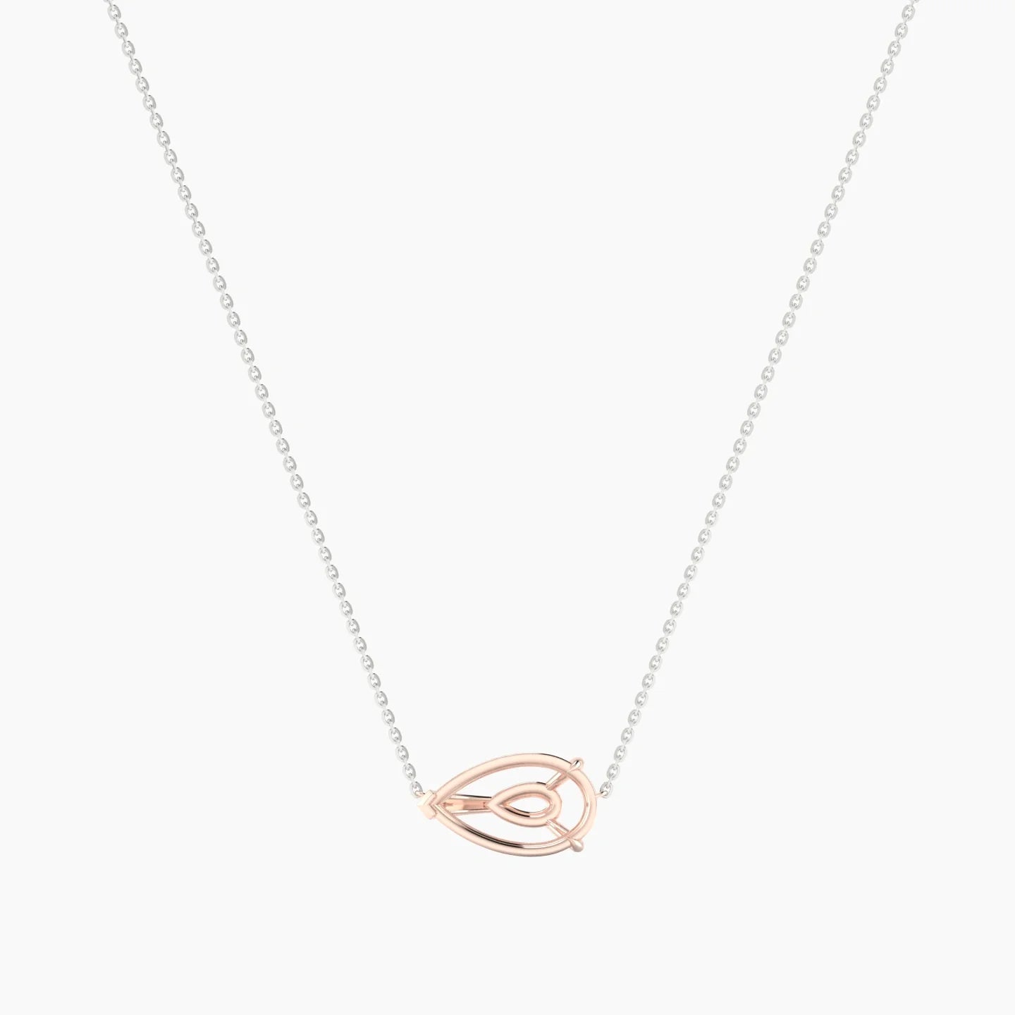 Solitaire | 18k White & Rose Gold 3-4.99 ct Pear Cut Pendant Setting