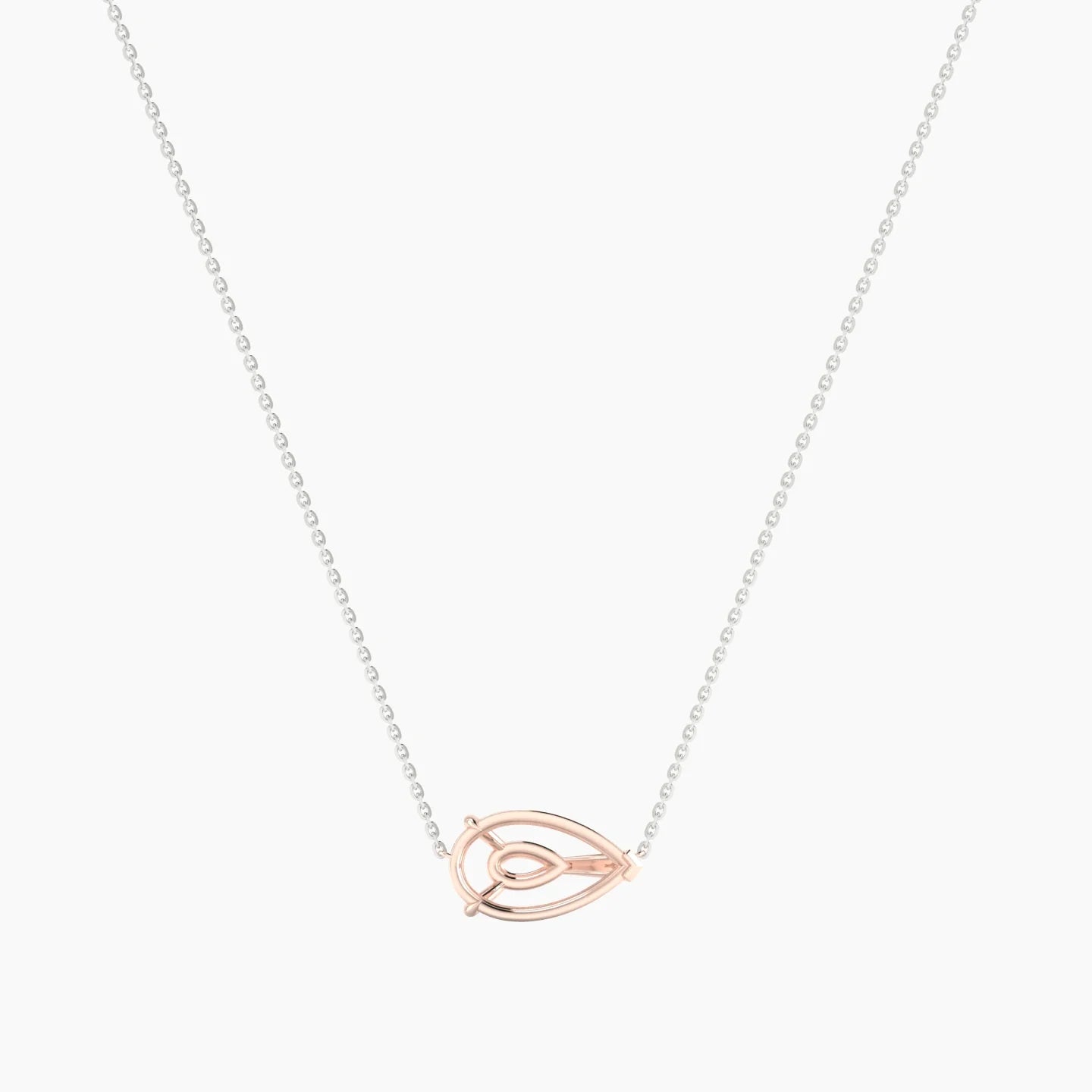 Solitaire | 18k White & Rose Gold 3-4.99 ct Pear Cut Pendant Setting