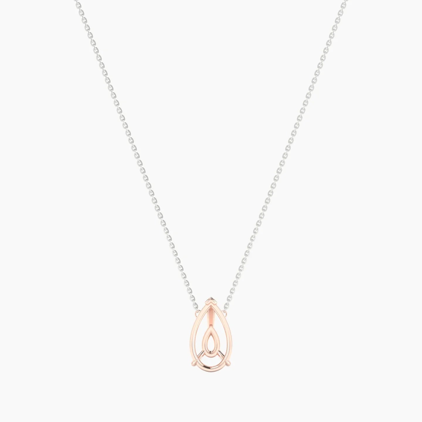 Solitaire | 18k White & Rose Gold 3-4.99 ct Pear Cut Pendant Setting