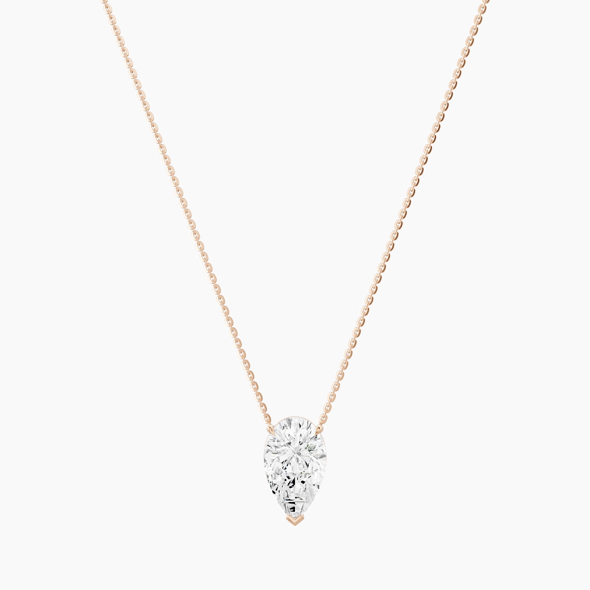Solitaire | 18k Rose Gold 3 ct White Lab Diamond Pear Pendant