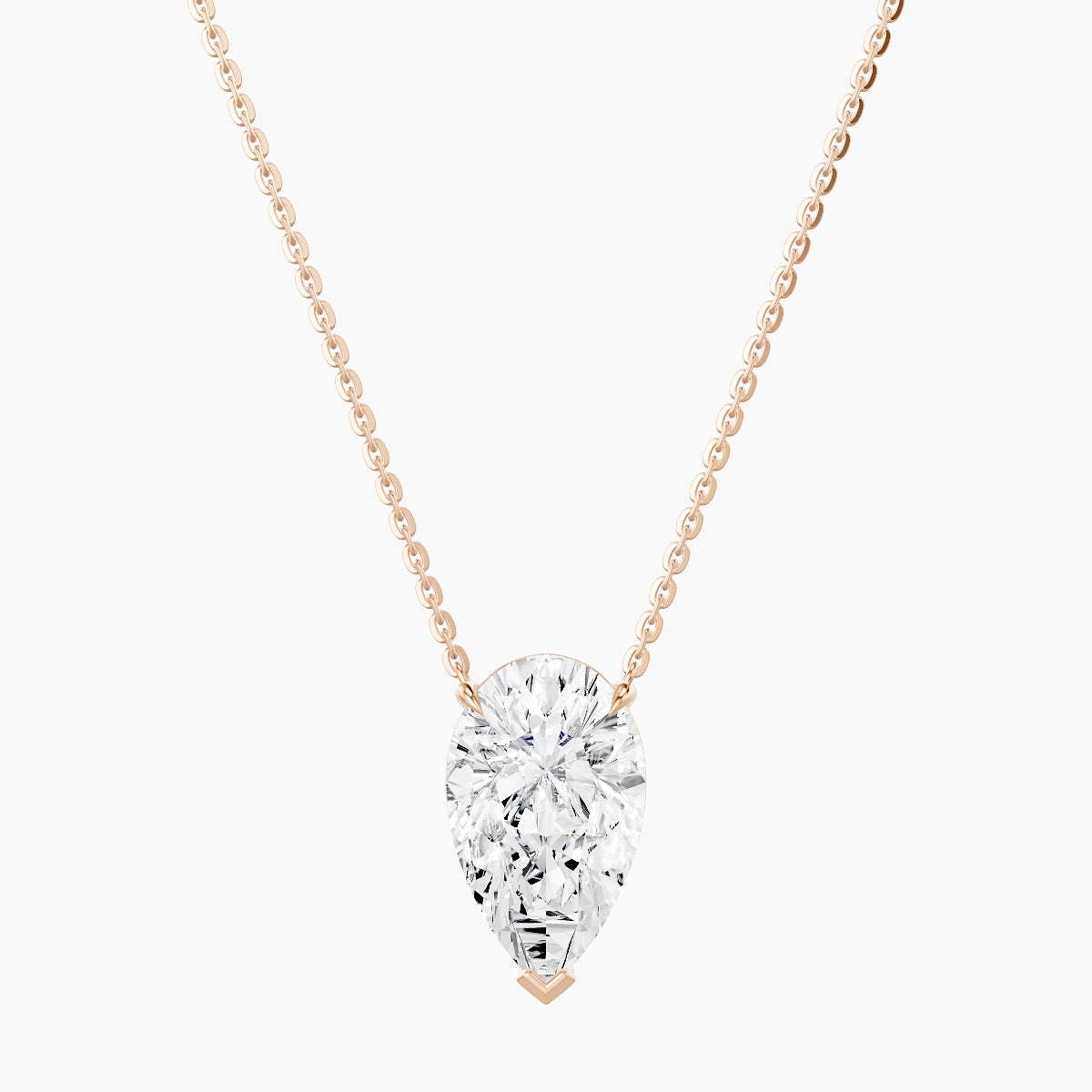 Solitaire | 18k Rose Gold 3 ct White Lab Diamond Pear Pendant