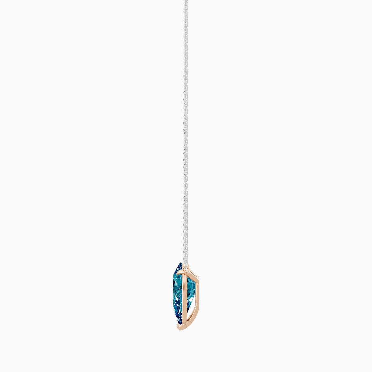 Solitaire | 18k White & Rose Gold 3 ct Blue Lab Diamond Pear Pendant