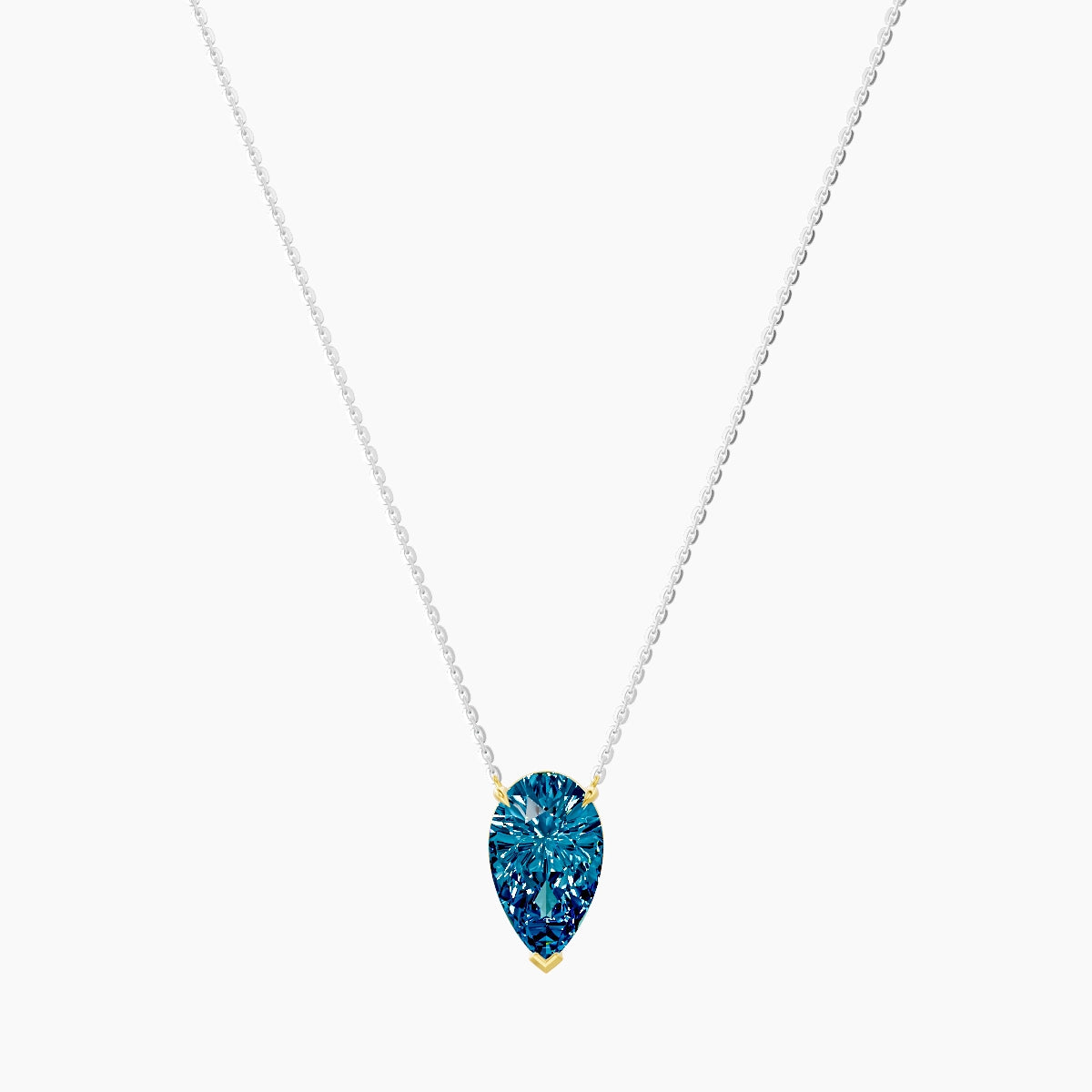 Solitaire | 18k White & Yellow Gold 3 ct Blue Lab Diamond Pear Pendant